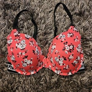 PINK - Victoria's Secret PINK - Everywhere Bra Floral 36DD Red Black and Gray